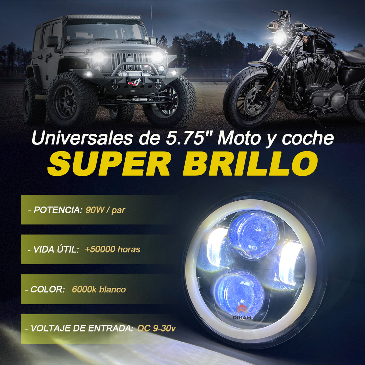 5.75'' Redondo Ojos De Ángel Direccionales Niebla Faro Lupa - 1/Pzs