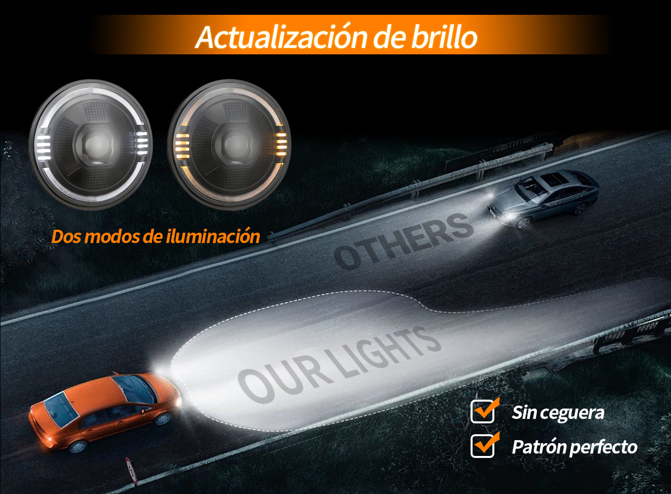 Faro Redondo 7 Pulgadas Antideslumbrante 1200% - Alta/Baja -1Pzs