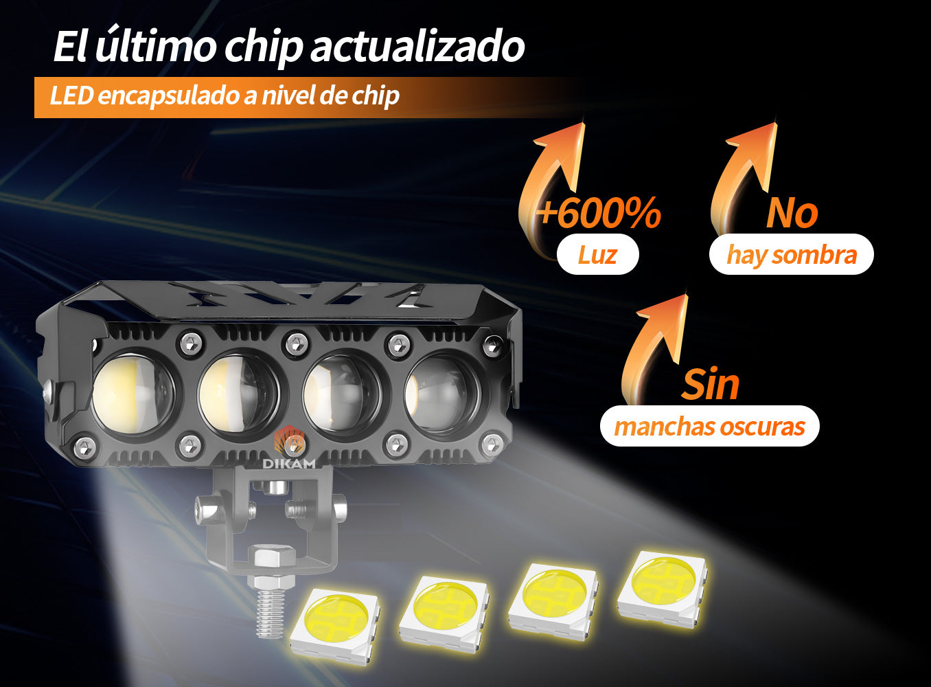 Par de Faros Auxiliares LED Impermeables para Moto y Auto