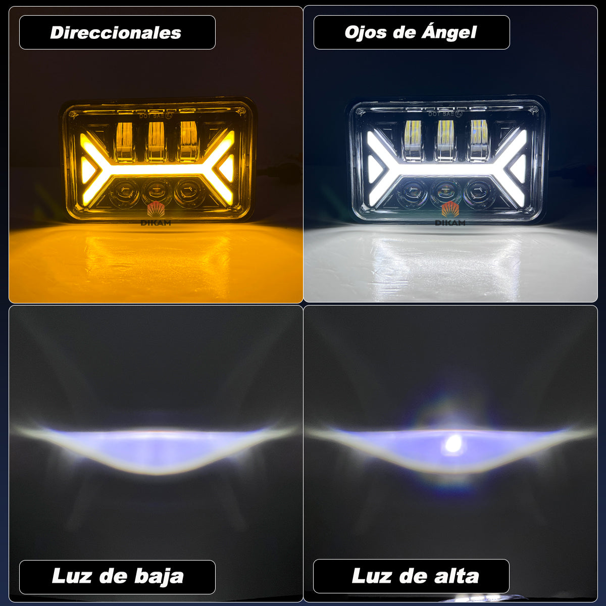 4 X 6'' Faro Led Deluz De Señal De Giro Rectangular Hi/lo - 1/Pzs