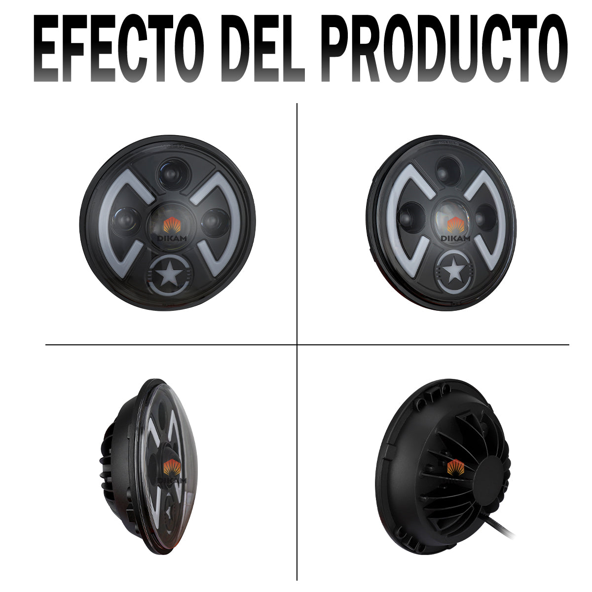 7'' Redondos Faro Proyector Ojos De Ángel Fuerte Hi/lo Beam - 1/Pzs