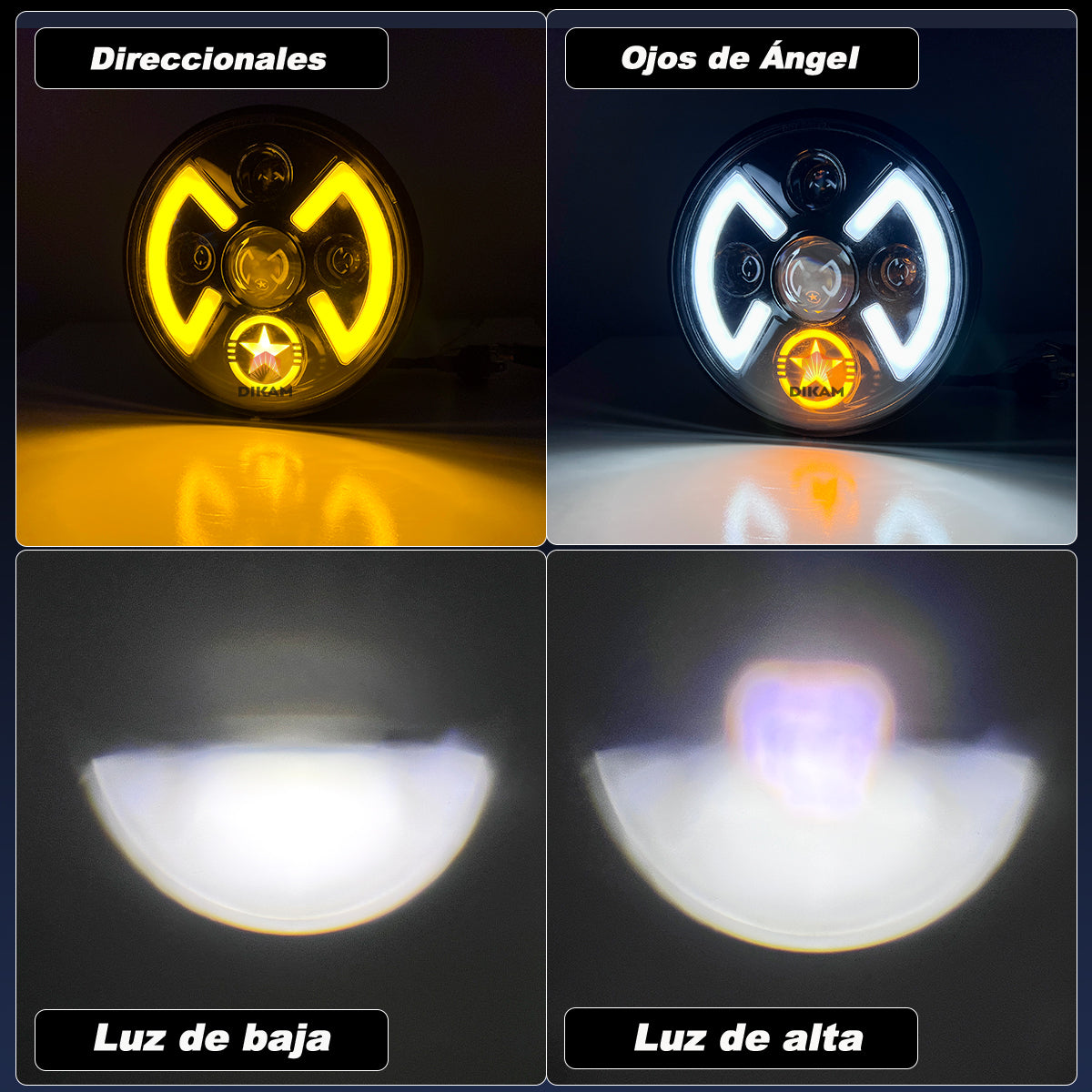 7'' Redondos Faro Proyector Ojos De Ángel Fuerte Hi/lo Beam - 1/Pzs