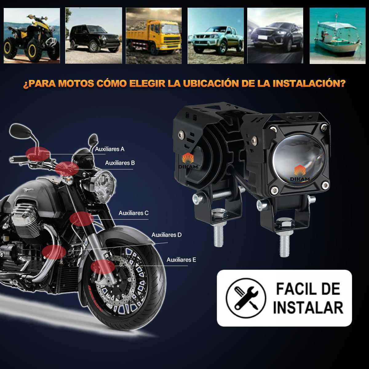Par Faros LED 22000LM Bi-Color Lupa Hi/Lo Beam 4x4 Moto
