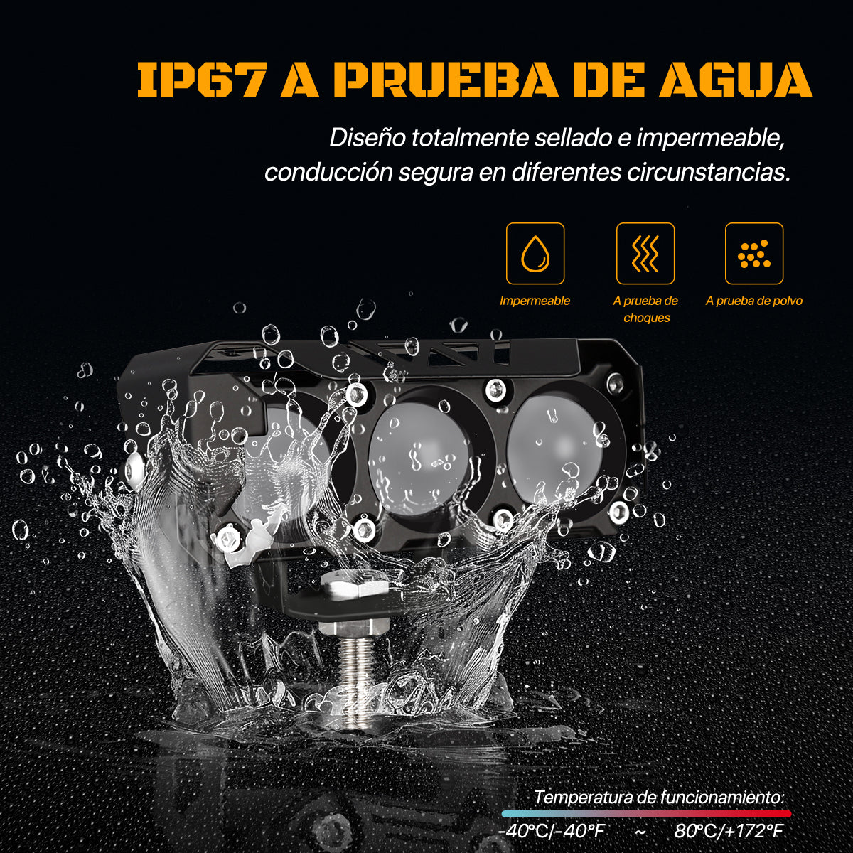 2 Faros LED Auxiliares 60W 18000LM Bifocal Bicolor Blanco/Ámbar