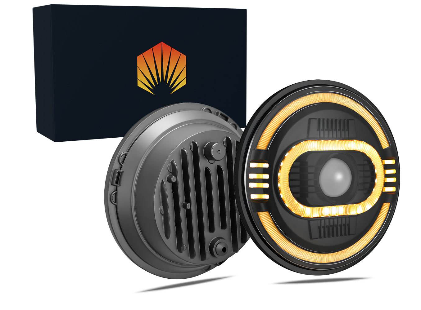 Faro LED redondo 7 pulgadas H4 Hi/Lo para Jeep y moto - vista frontal