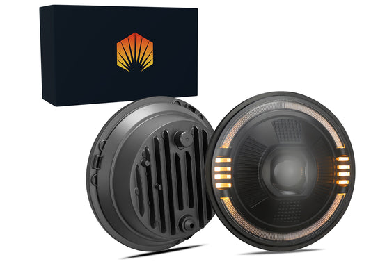 Faro LED redondo 7 pulgadas H4 Hi/Lo para Jeep y moto - vista frontal