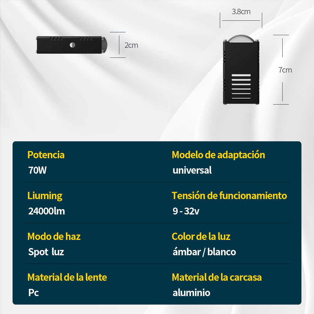 Par faros auxiliares LED lupa alto brillo vista frontal
