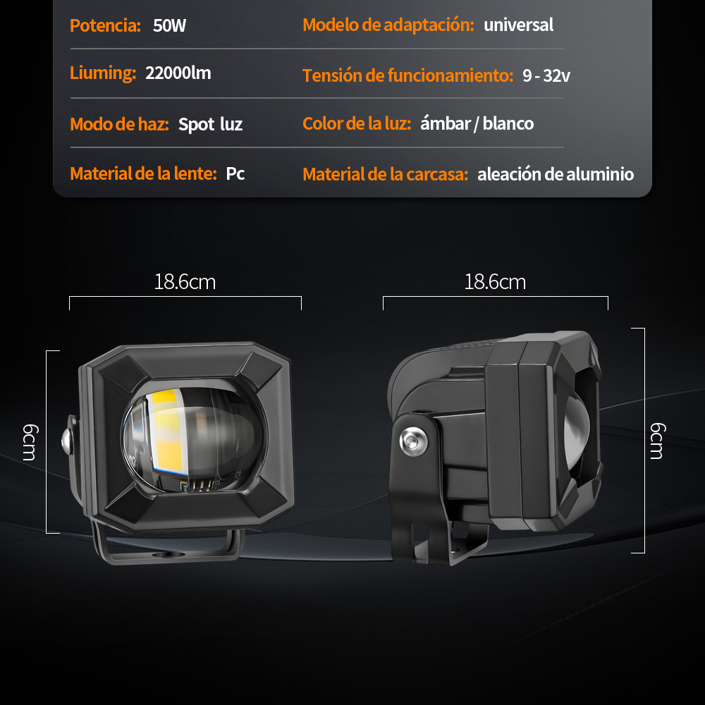 Par faros LED bi-color laser beam vista lateral