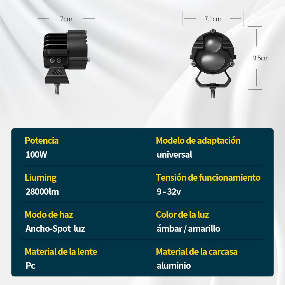 Faros LED auxiliares todoterreno instalados en vehículo
