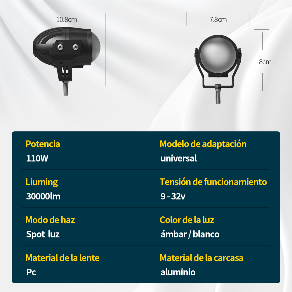 Faros Led Antiniebla Impermeables Para Auto - Alta Luminosid Blanco