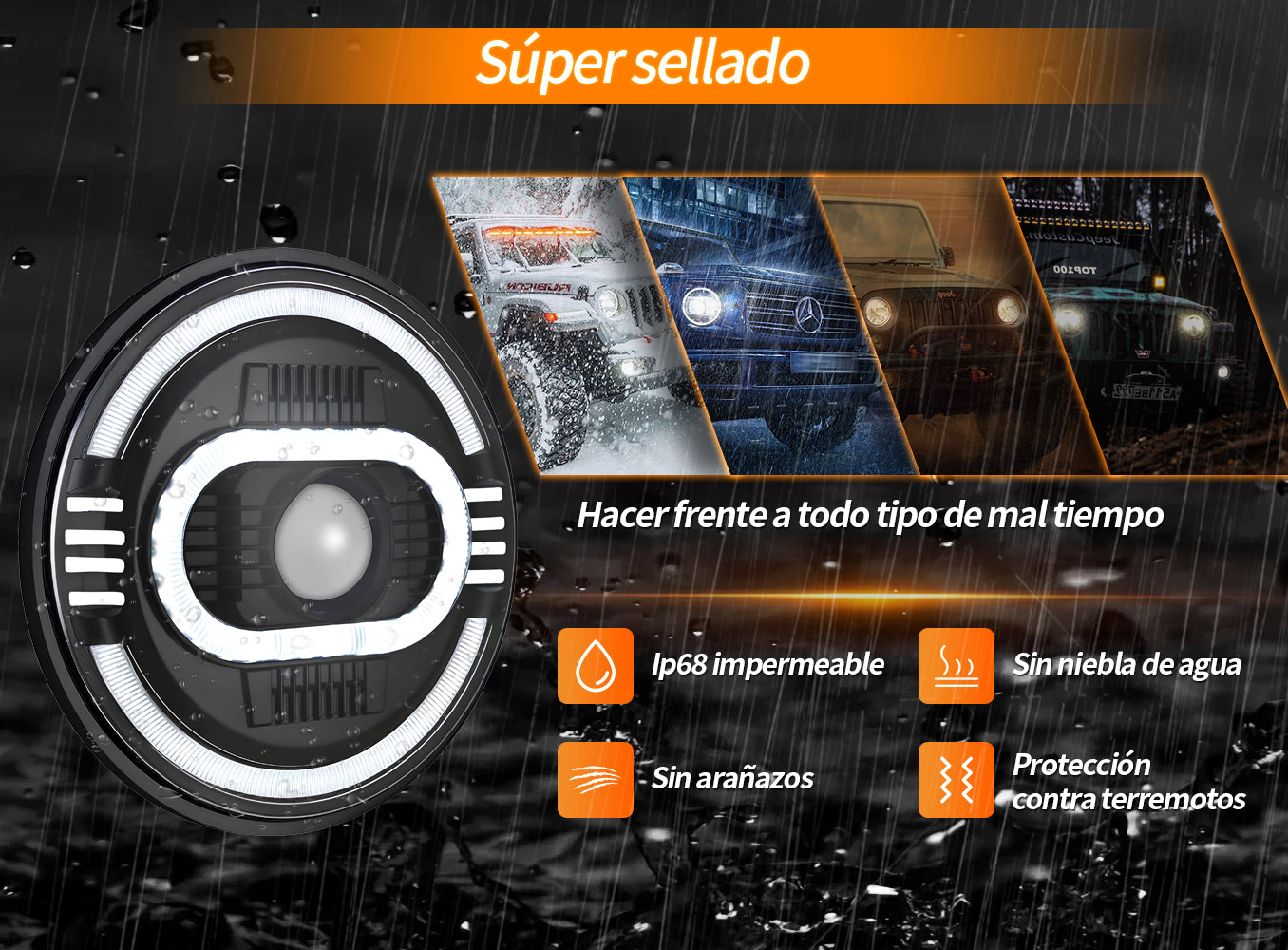 Faro LED 7 pulgadas detalle de conexión H4