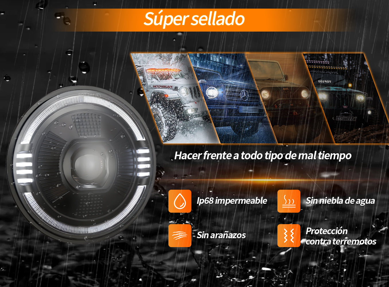 Faro LED 7 pulgadas detalle de conexión H4