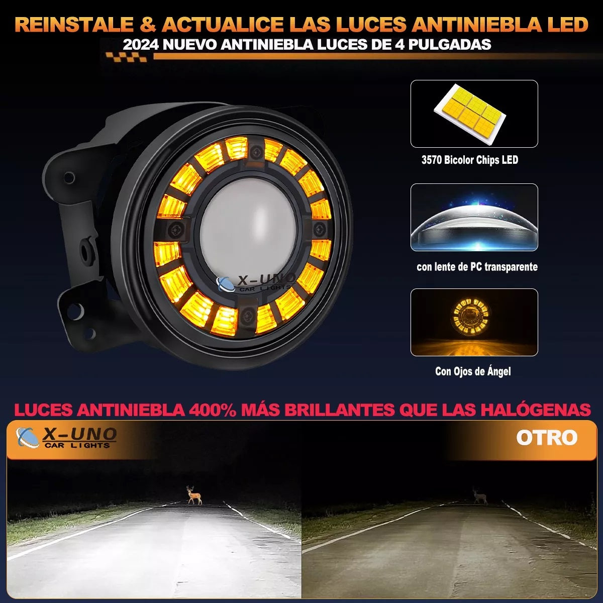 Par Faro 4 Pulgadas Led Jeep Ultra Brillo Antiniebla Lámpara- 1/Par
