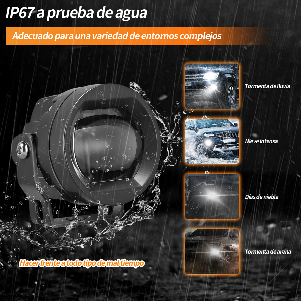 Detalle lupa LED bi-color laser beam alta baja