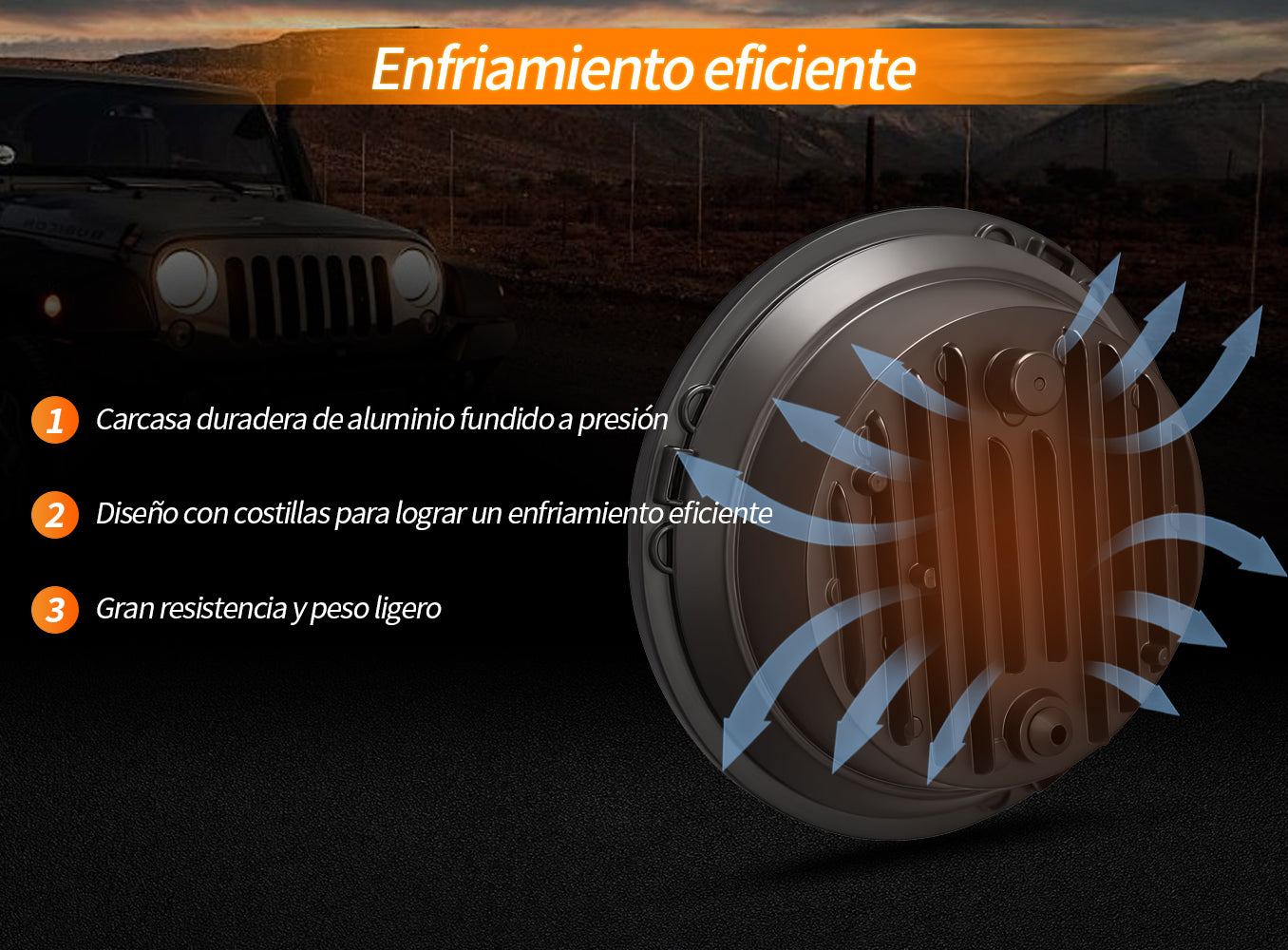 Faro Redondo 7 Pulgadas Antideslumbrante 1200% - Alta/Baja -1Pzs