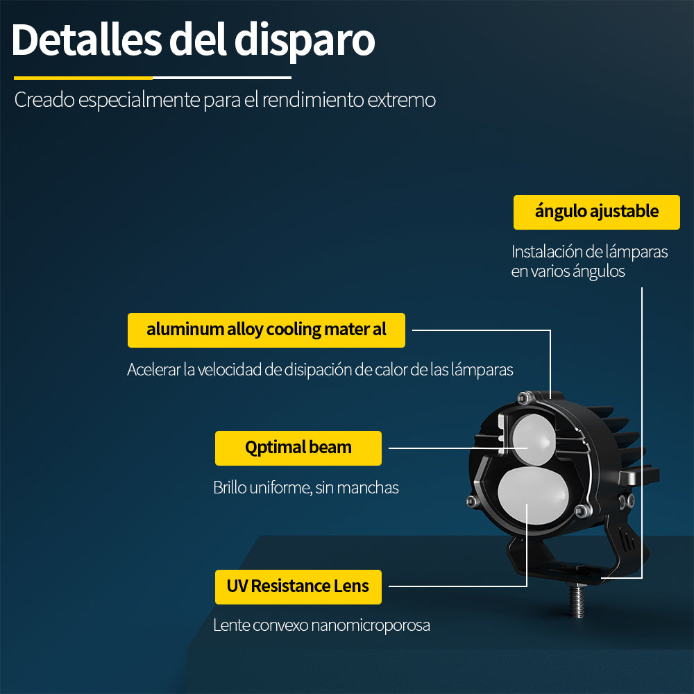 Faros Auxiliares LED Todoterreno Hi/Lo para Auto y Moto