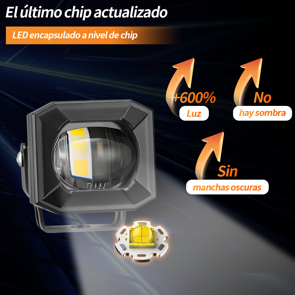 Par de Faros LED con Lupa Bi-Color Hi/Lo Laser Beam para Carro y Moto