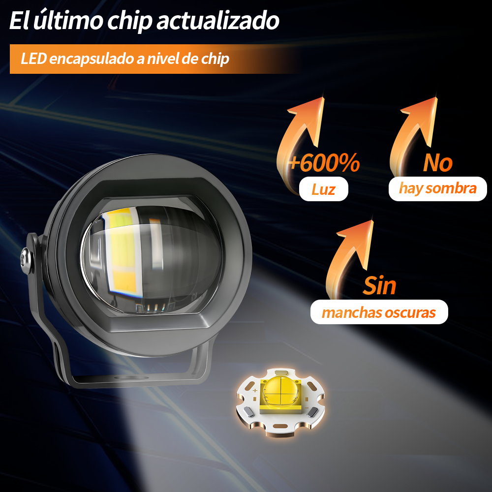 Par de Faros LED con Lupa Bi-Color Hi/Lo Laser Beam para Carro y Moto