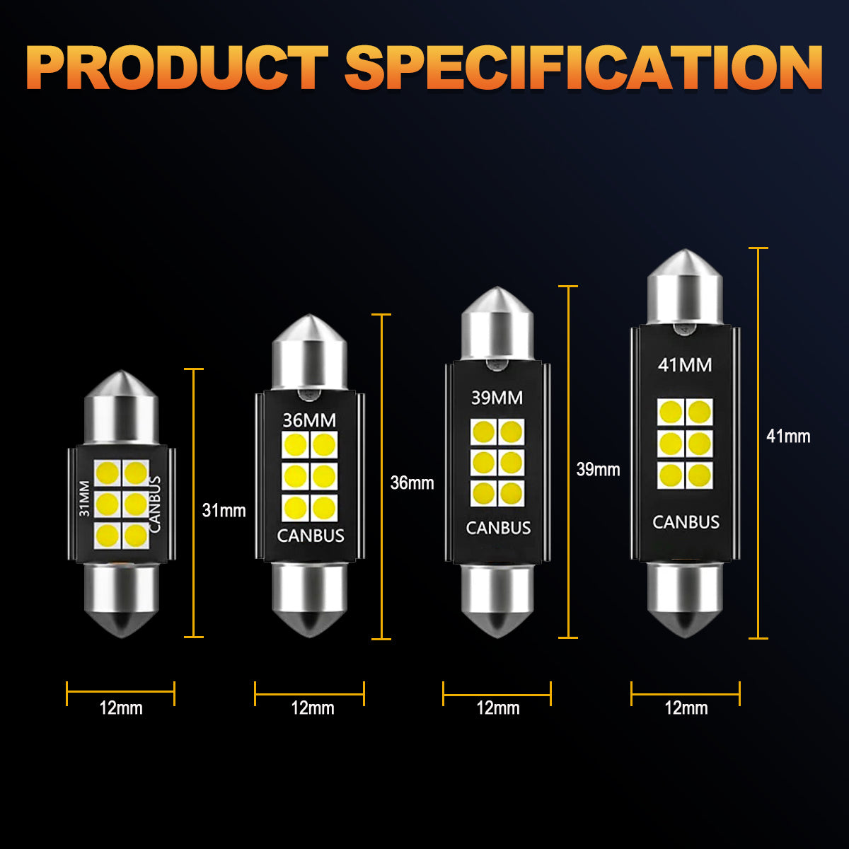 2pzs Luz Led Interior Auto Hiper C5w 31mm Festoon Blanco