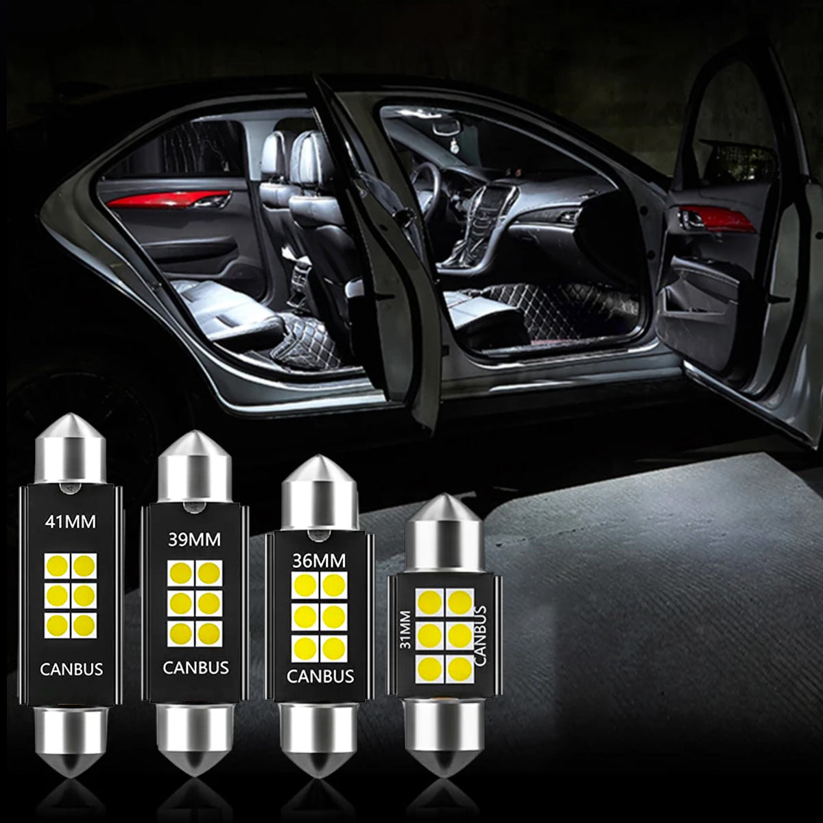 2pzs Luz Led Interior Auto Hiper C5w 39mm Festoon Blanco