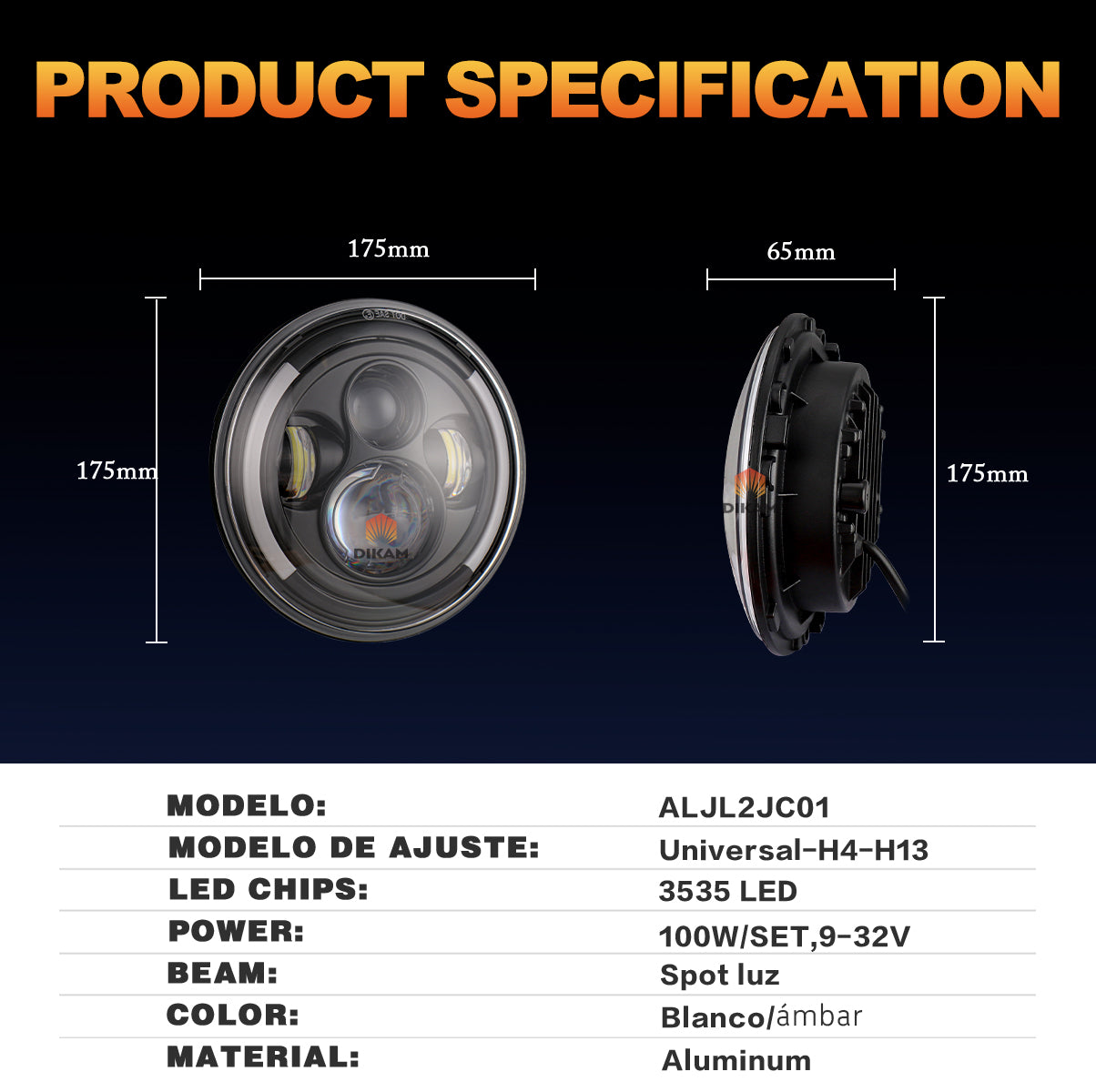 7'' Faro Led Redondo Jeep/moto | Alto/ Bajo | Ojos De Ángel - 1/Pzs