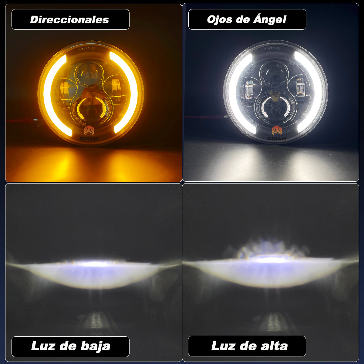 7'' Faro Led Redondo Jeep/moto | Alto/ Bajo | Ojos De Ángel - 1/Pzs