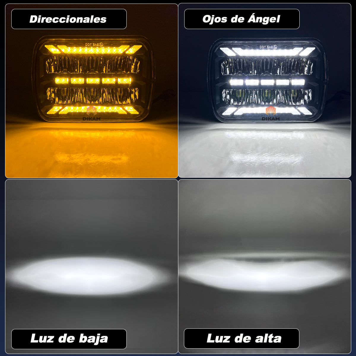 Faro Led Cuadrado 5x7 Pulgadas Hi/lo Haz Drl Auto Jeep/moto - 1/Pzs