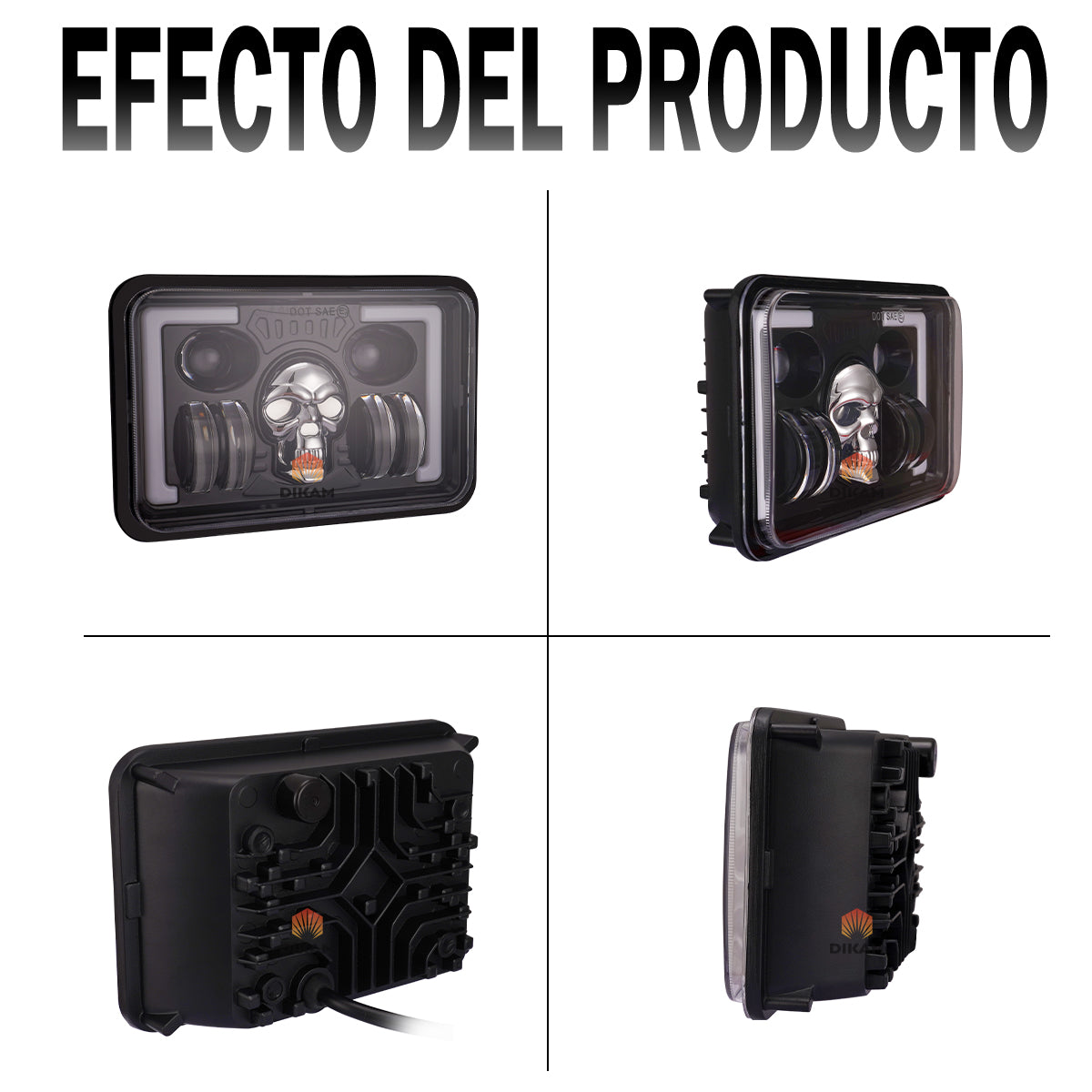 4x6'' Rectangular Faro Led H4 Rgb De Cráneo Alto/bajo Luz - 1/Pzs