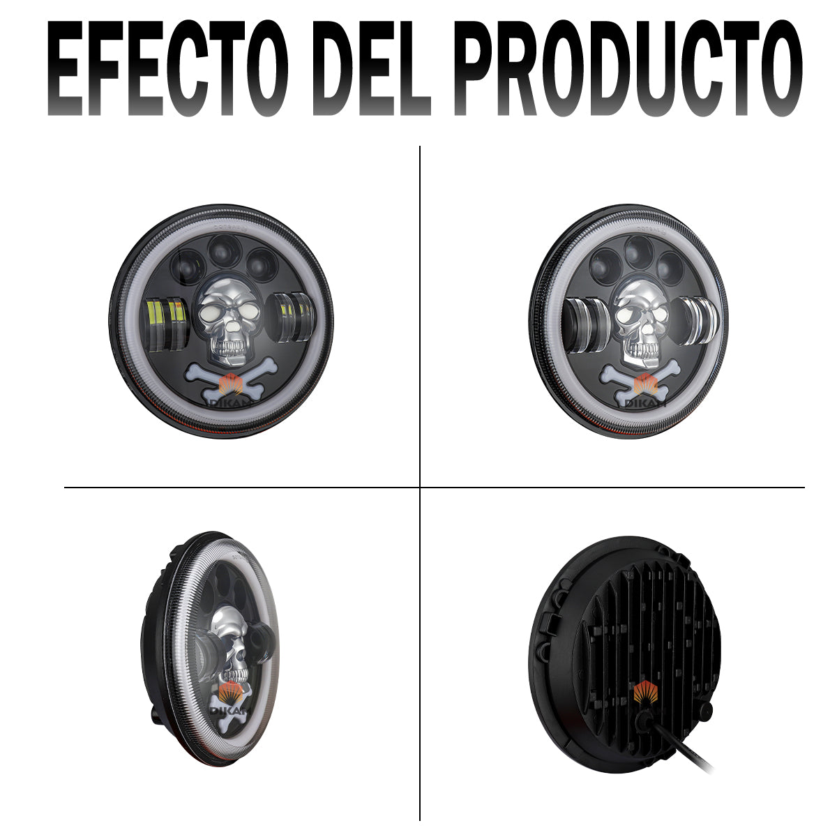 Faro Led 7'' Redondo Rgb Hi/lo Beam Lupas Para Jeep/moto- 1/Pzs