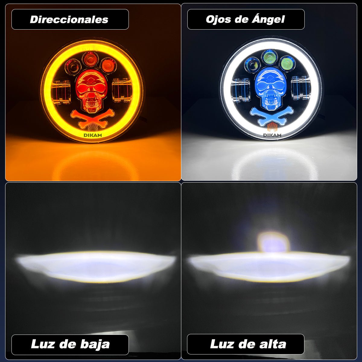Faro Led 7'' Redondo Rgb Hi/lo Beam Lupas Para Jeep/moto- 1/Pzs