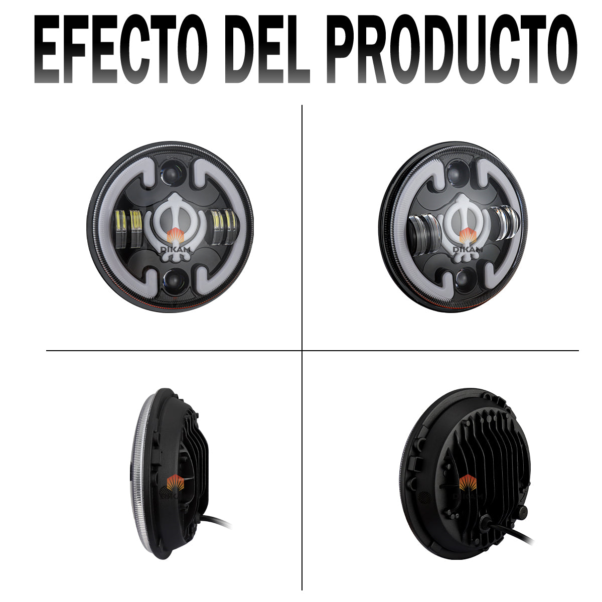 7'' Redondo Faro Led Rgb De Calavera Ultra Brillo Beam - 1/Pzs
