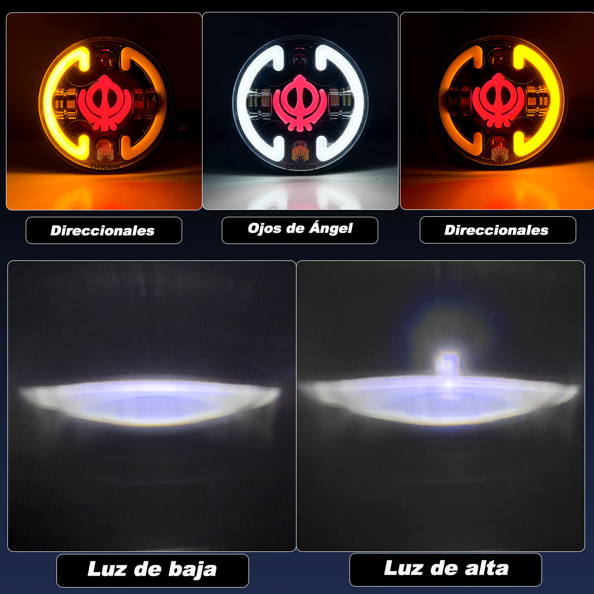 7'' Redondo Faro Led Rgb De Calavera Ultra Brillo Beam - 1/Pzs