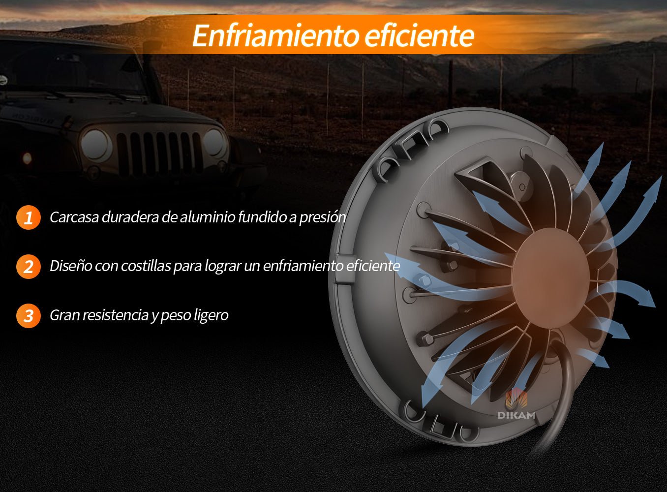 Faro Redondo 7 pulgadas 1200% Antideslumbrante Súper Alta/Baja Beam Moto Jeep-1Pzs