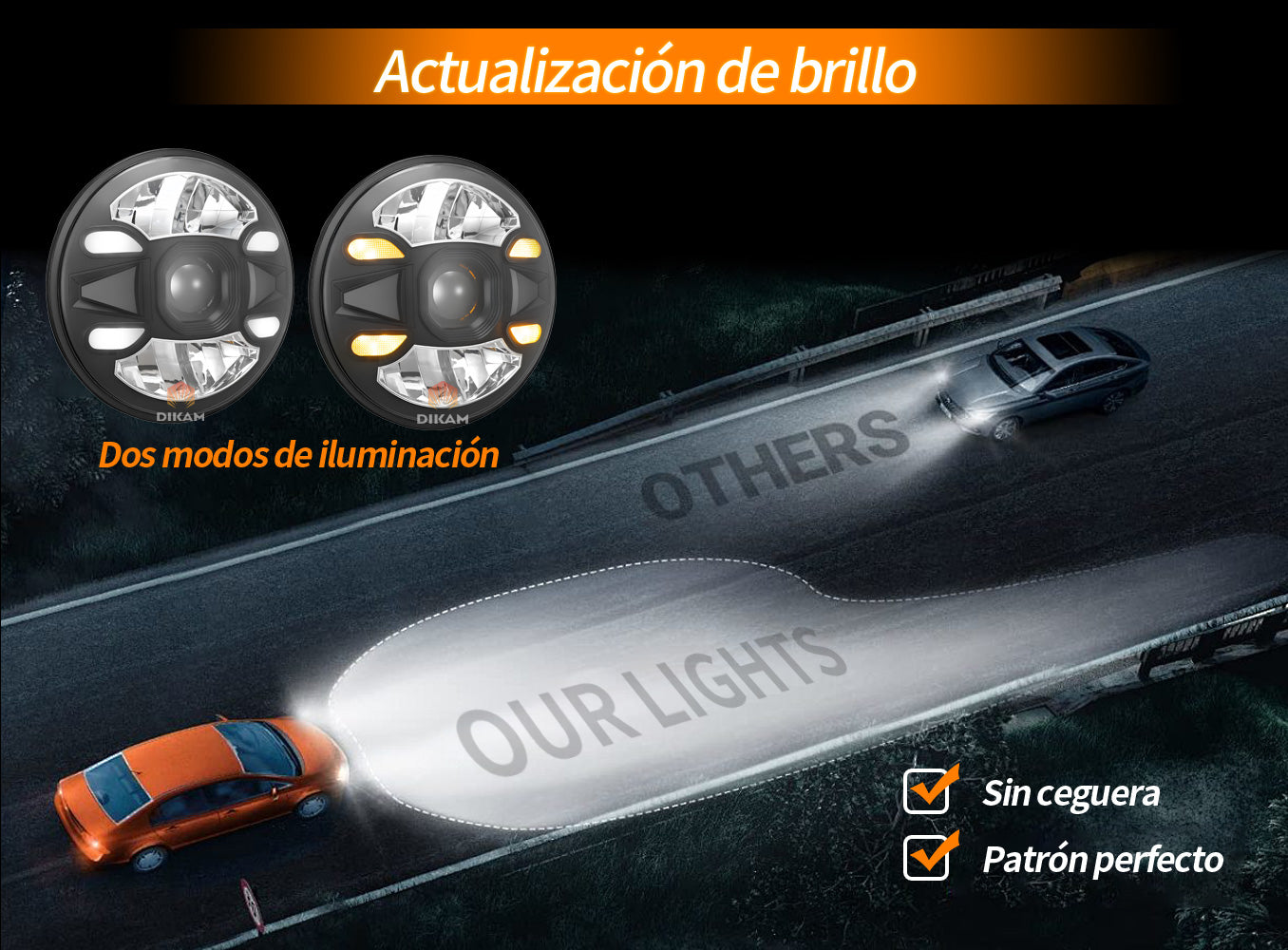 Faro Redondo 7 pulgadas 1200% Antideslumbrante Súper Alta/Baja Beam Moto Jeep-1Pzs