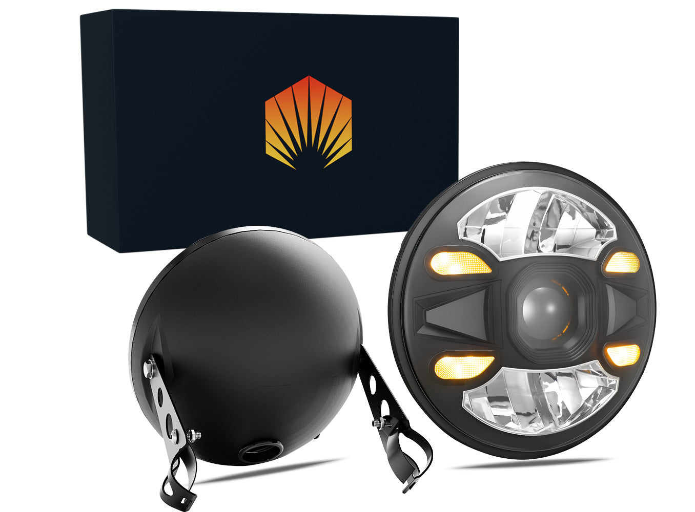 Faro LED redondo 7 pulgadas H4 Hi/Lo para Jeep y moto - vista frontal