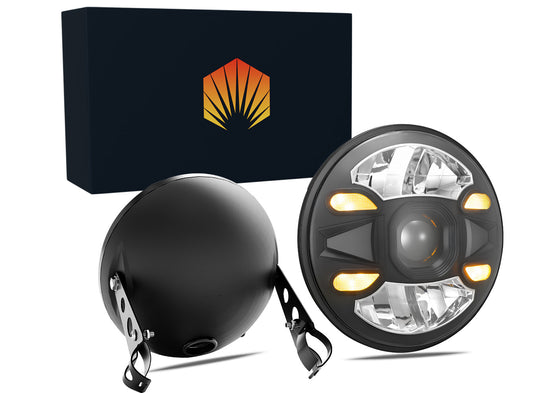 Faro LED redondo 7 pulgadas H4 Hi/Lo para Jeep y moto - vista frontal