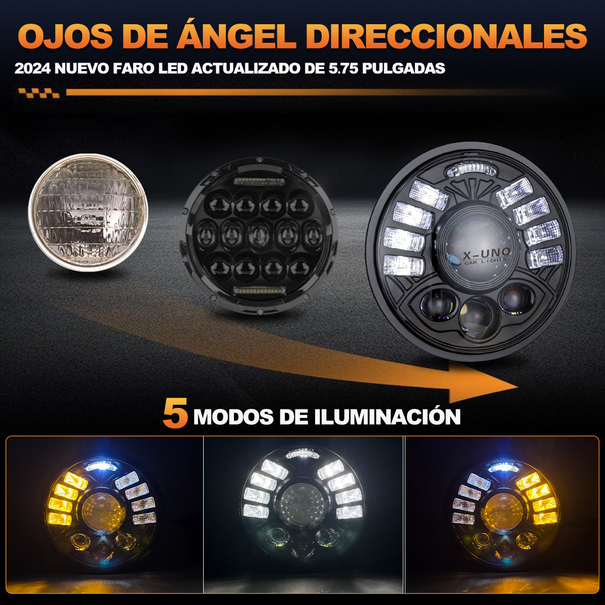 5.75'' Ojos De Ángel Faro Lupa H4 Hi/lo Fuerte Beam Forma - 1/Pzs