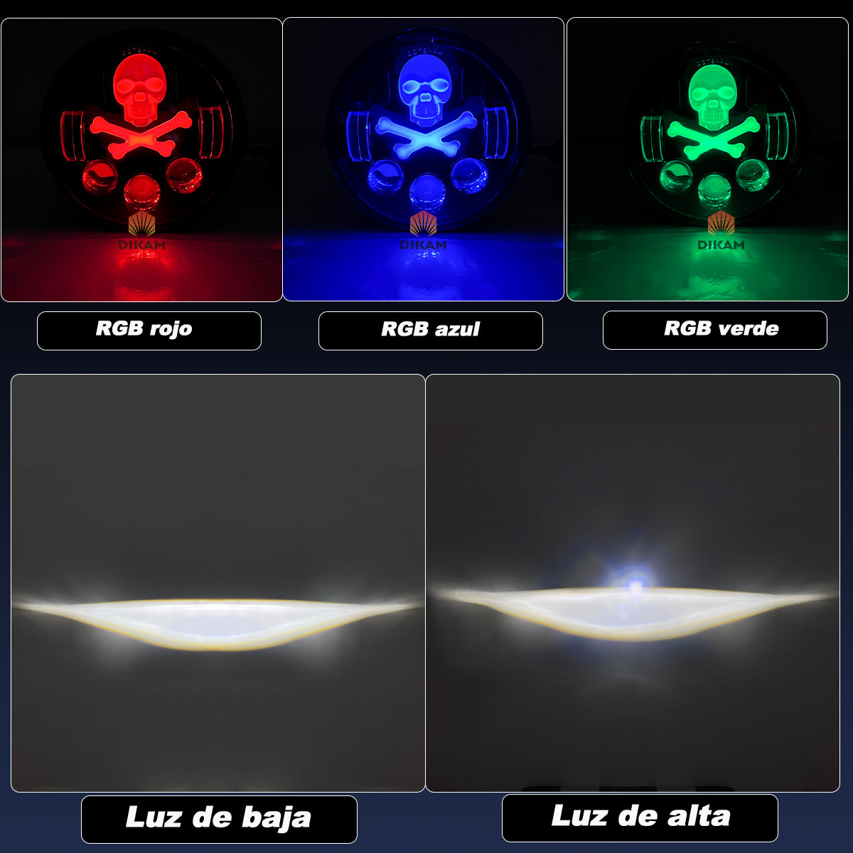 5.75'' Faro Led Ojos De Ángel Rgb Calavera Ultra Brillo Beam - 1/Pzs