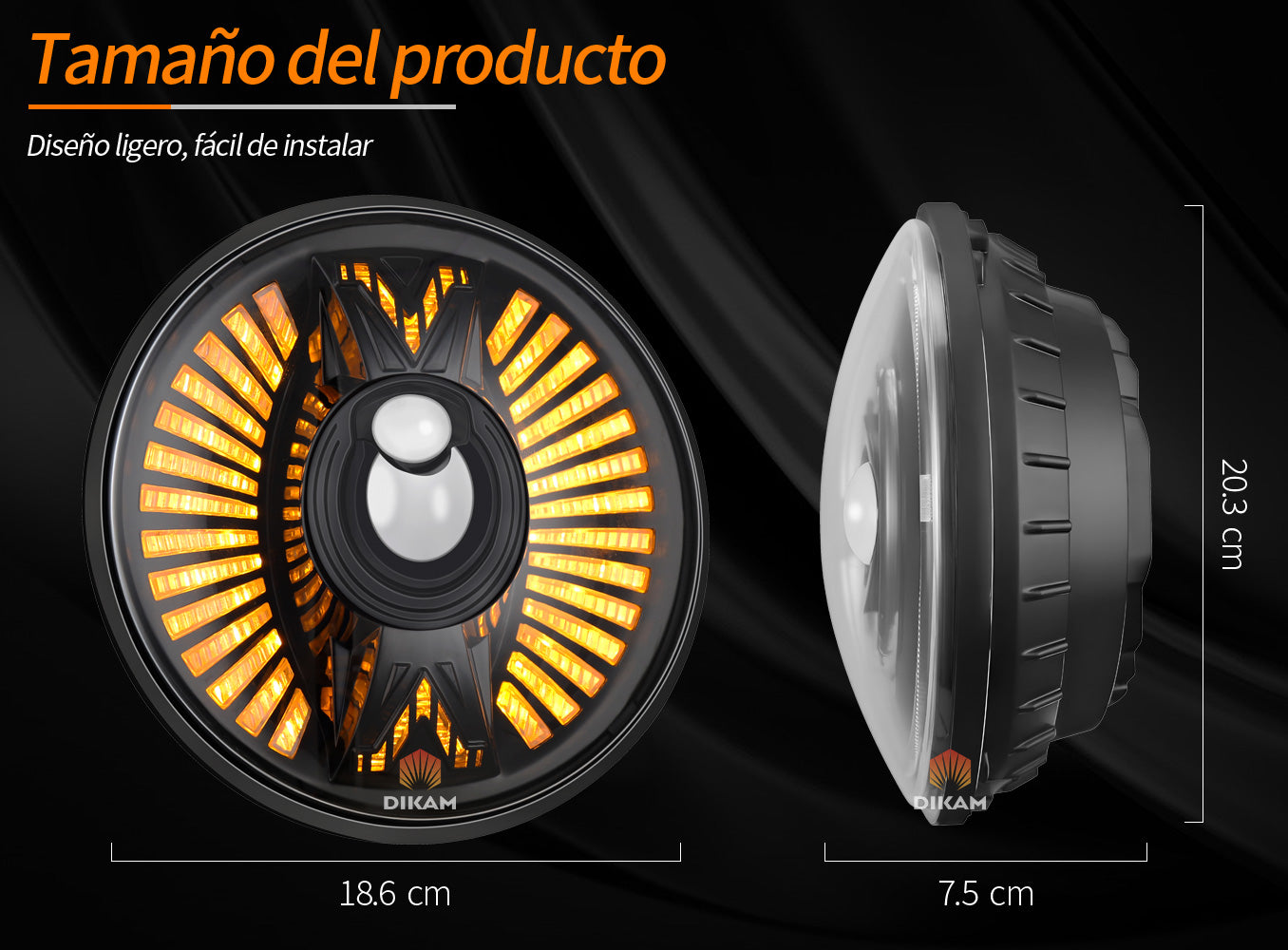 Faro LED 7 pulgadas instalado en Jeep - iluminación nocturna