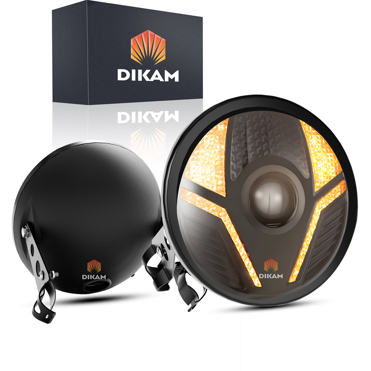 Faro LED redondo 7 pulgadas H4 Hi/Lo para Jeep y moto - vista frontal