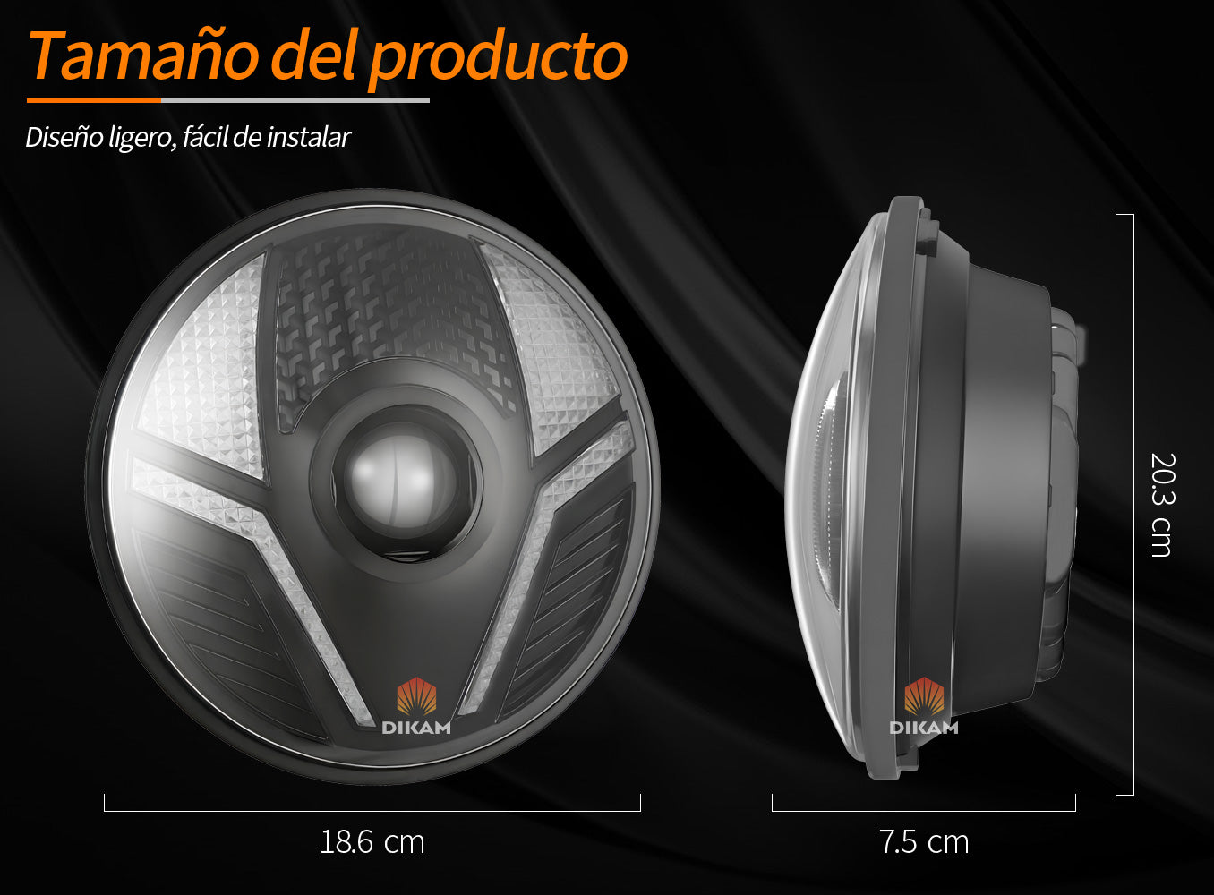 Faro LED 7 pulgadas instalado en Jeep - iluminación nocturna