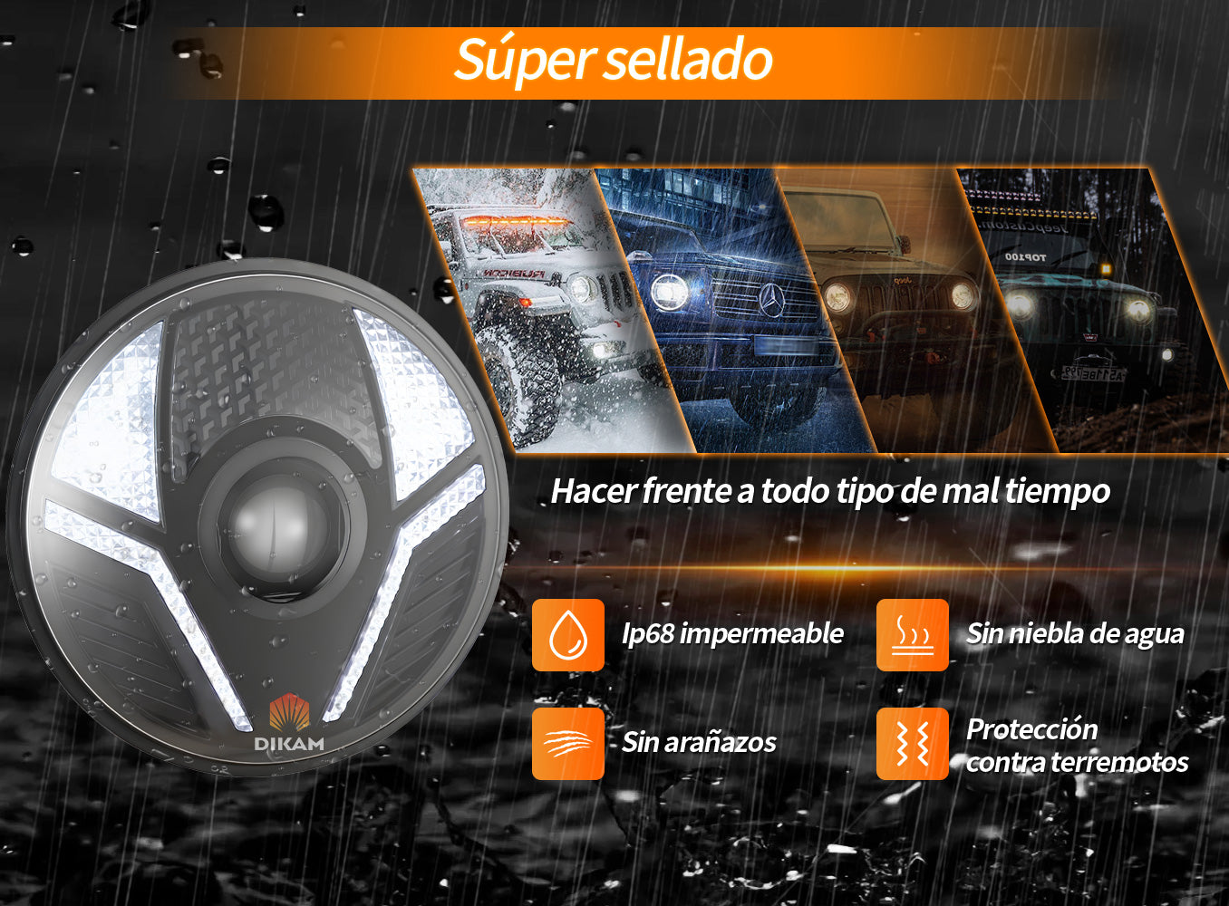 Faro LED 7 pulgadas detalle de conexión H4