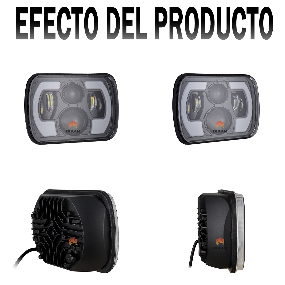 5x7'' Rectangular Faro Proyector Led H4 Fuerte Forma Luces - 1/Pzs