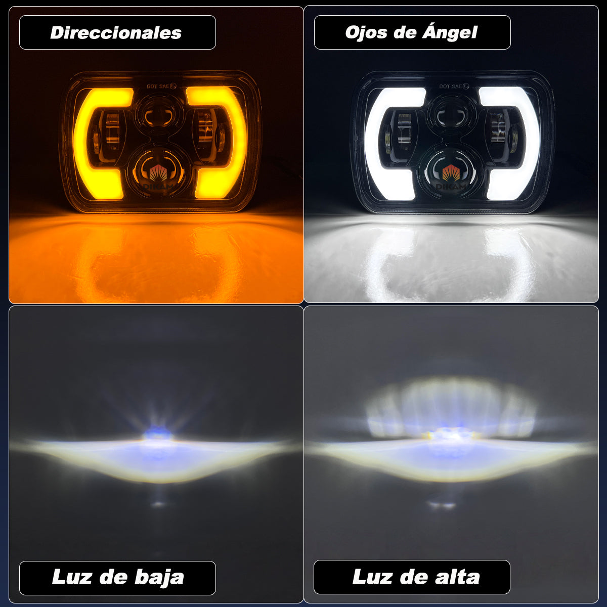 5x7'' Rectangular Faro Proyector Led H4 Fuerte Forma Luces - 1/Pzs