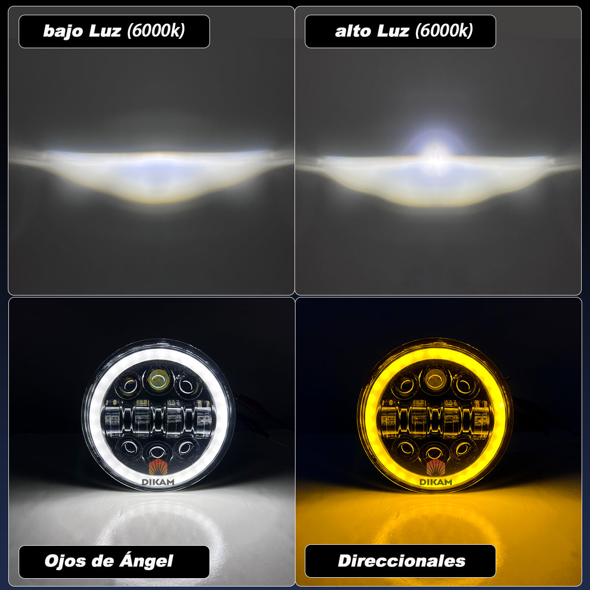 5.75'' Redondo Faro Lupa H4 Ojos Ángel Sealed Direccionales - 1/Pzs