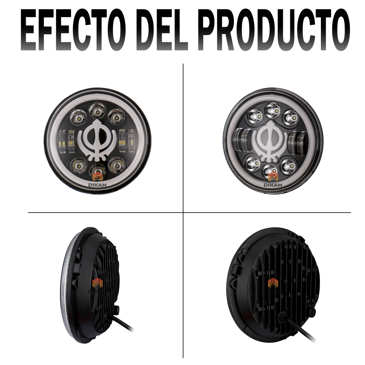 Faro LED 7 pulgadas instalado en Jeep - iluminación nocturna