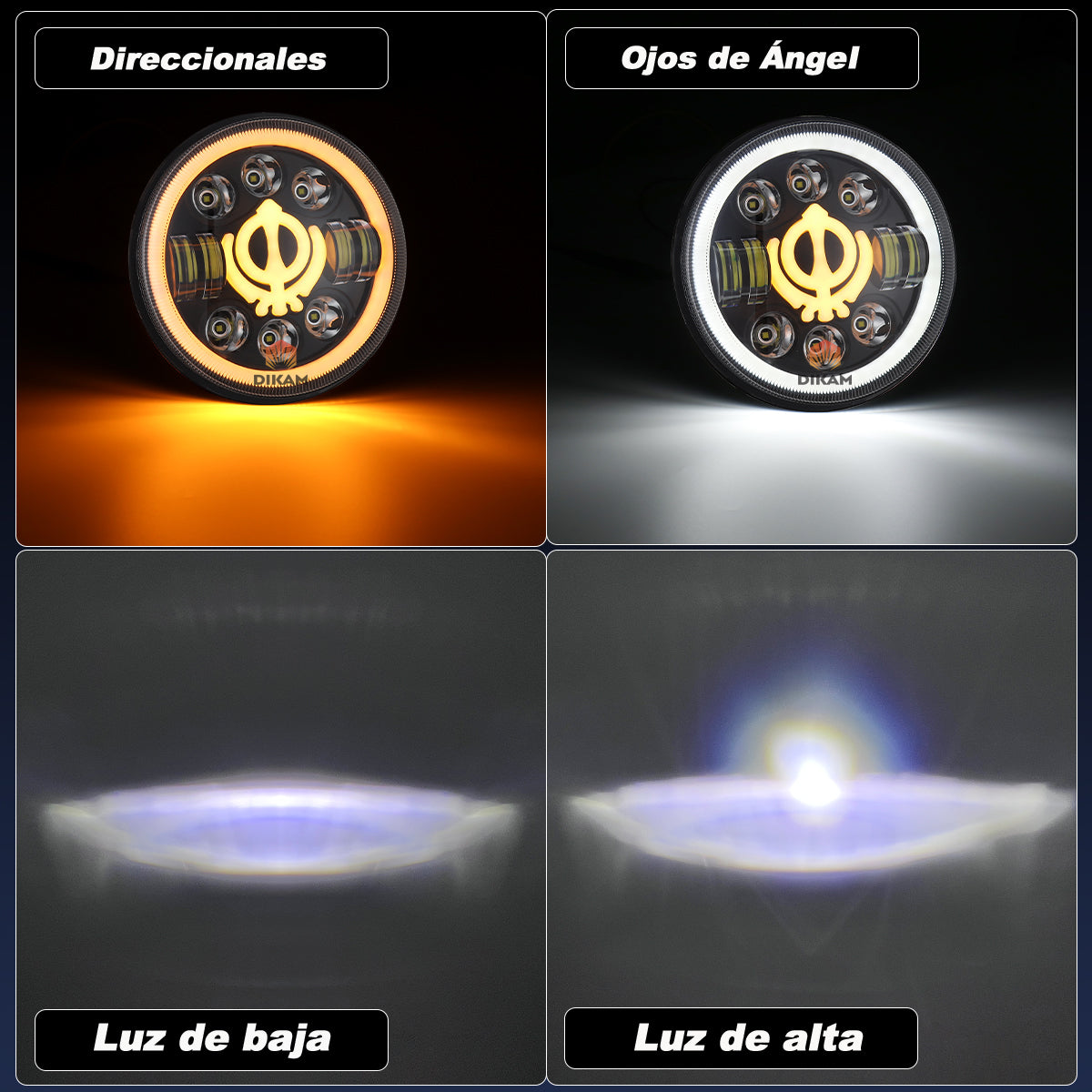 Faro Redondo 7 Pulgadas H4 Hi/Lo Haz Potente Moto Jeep JK Vocho