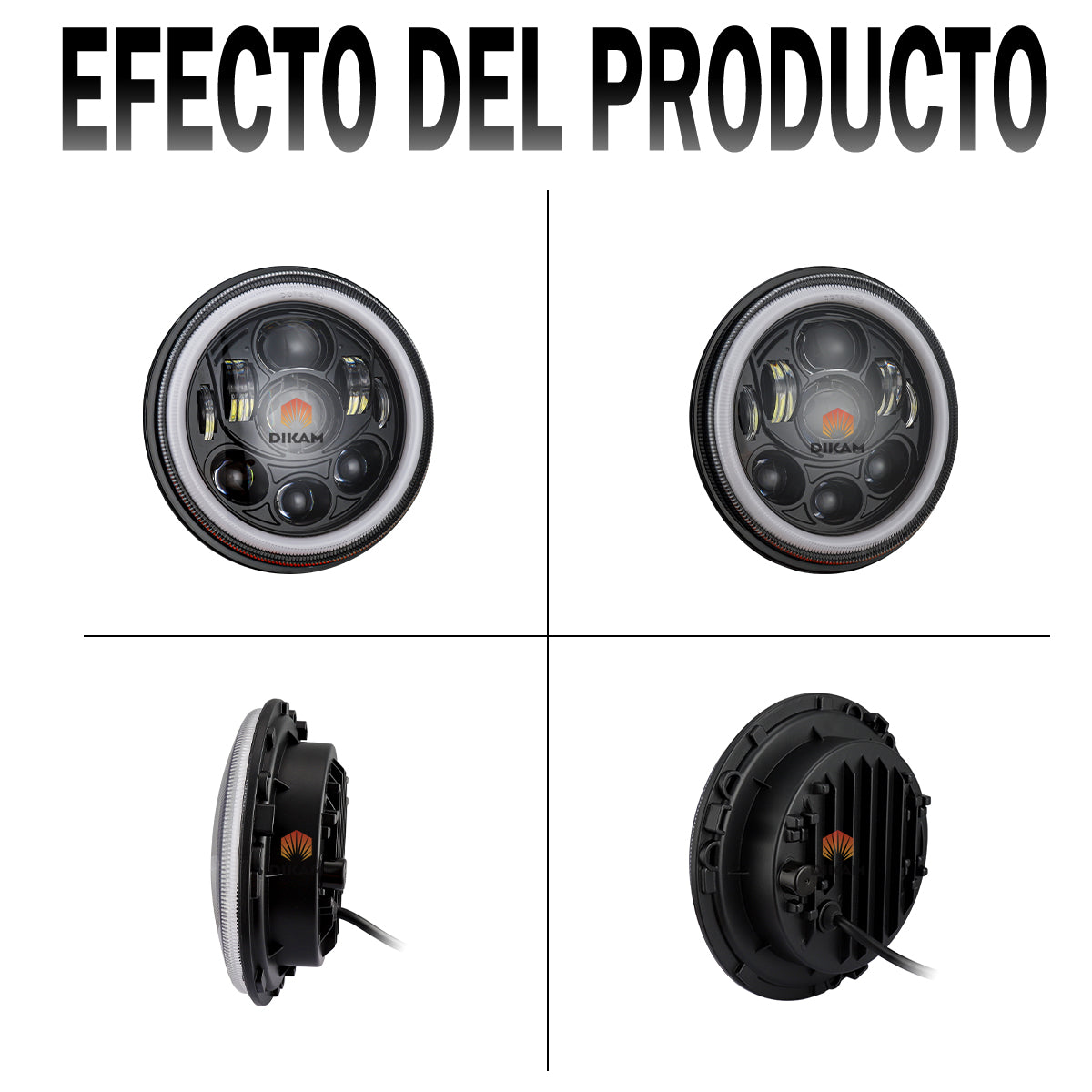 Faro LED 7 pulgadas instalado en Jeep - iluminación nocturna