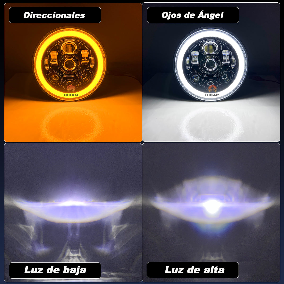 Faro Delantero 7 pulgadas H4 Hi/Lo Ultra Beam Moto Jeep JK Vocho-1Pzs