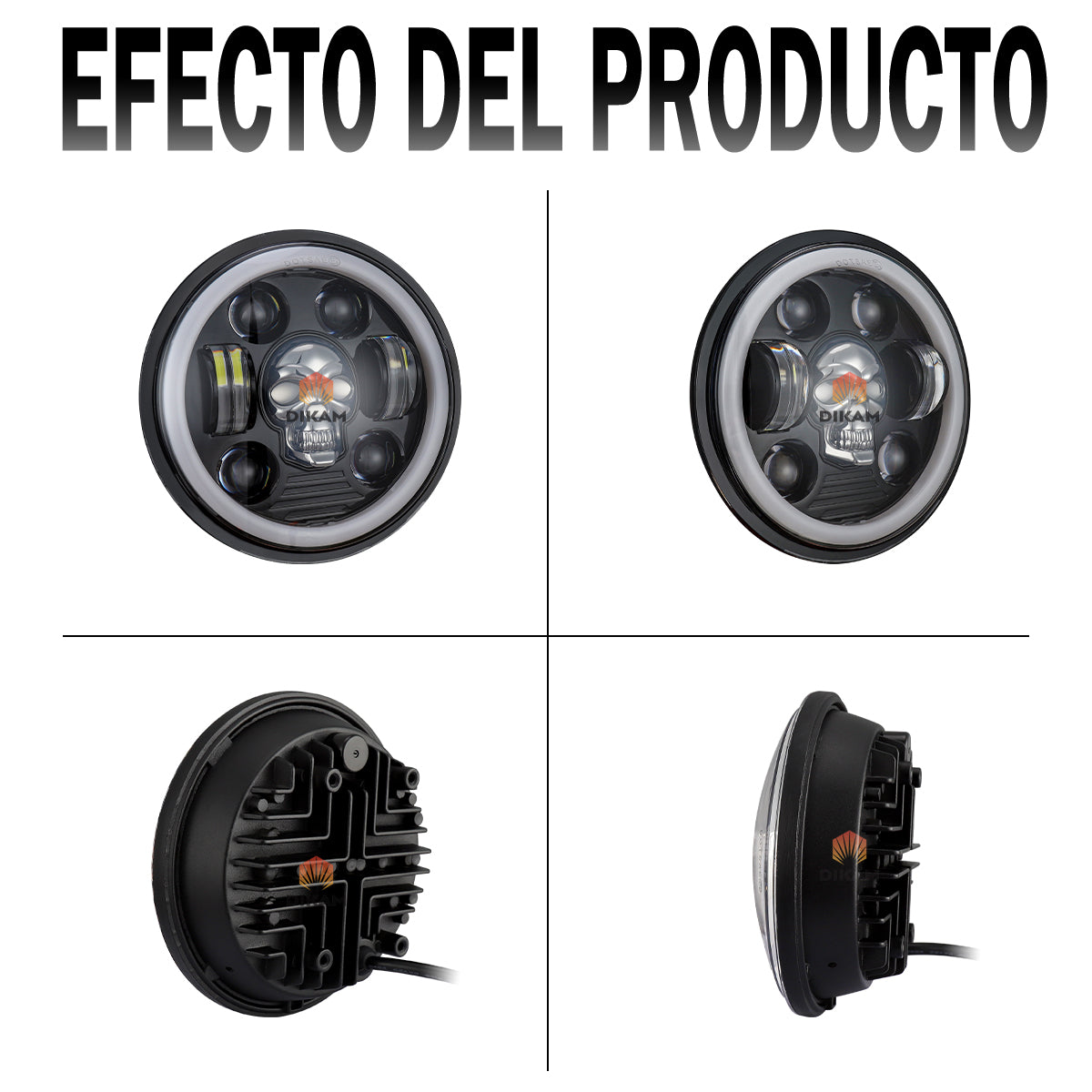 5.75 Faros Led Para Forma De Calavera Redondo Jeep/moto - 1/Pzs